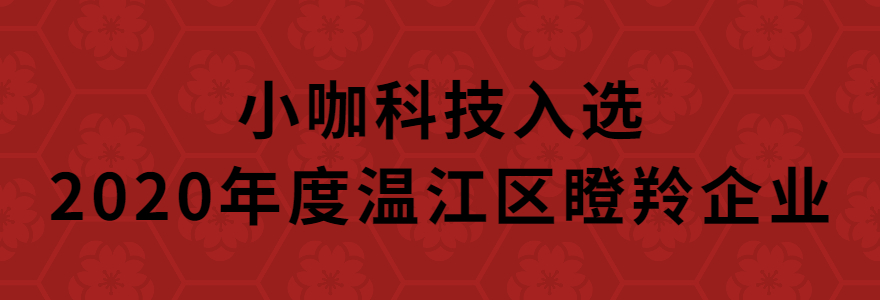 小咖科技入選2020年度溫江區瞪羚企業